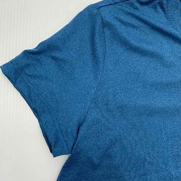 Adidas T Shirt Size XL Laser Pierced Spell Out Logo Crop Tee Blue Short Sleeve - Picture 6 of 9